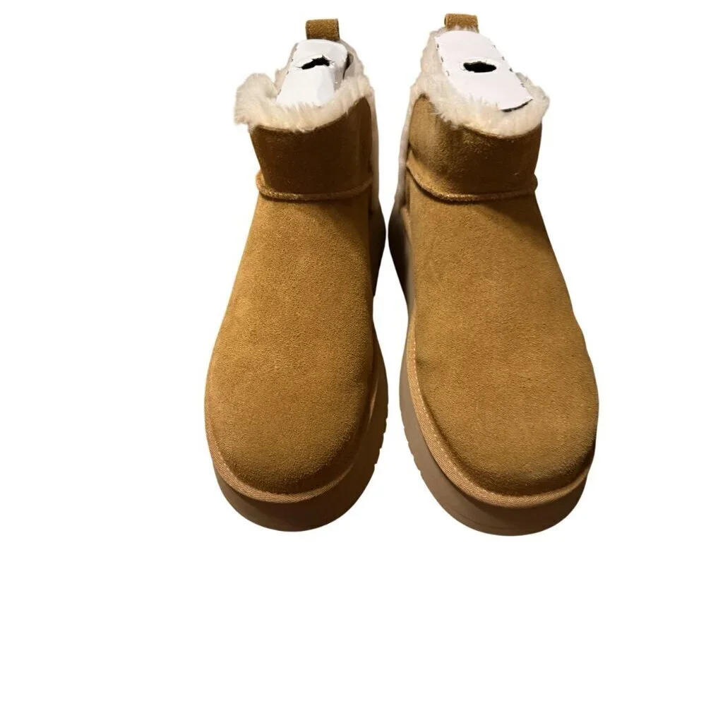 Koolaburra By UGG Womens Ultra Mini Platform Boots Size 12 Tan Suede & Faux Fur